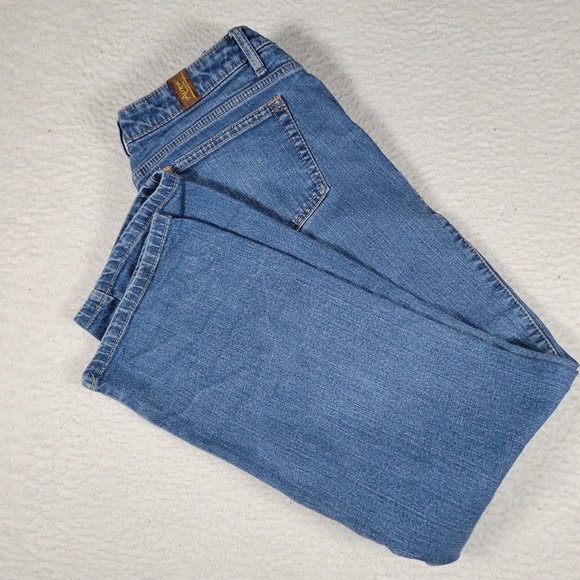 Aura from the Women at Wrangler Denim - Wrangler Aura Straight Leg Jeans Womens 31 Blue Regular Rise Medium Wash Denim